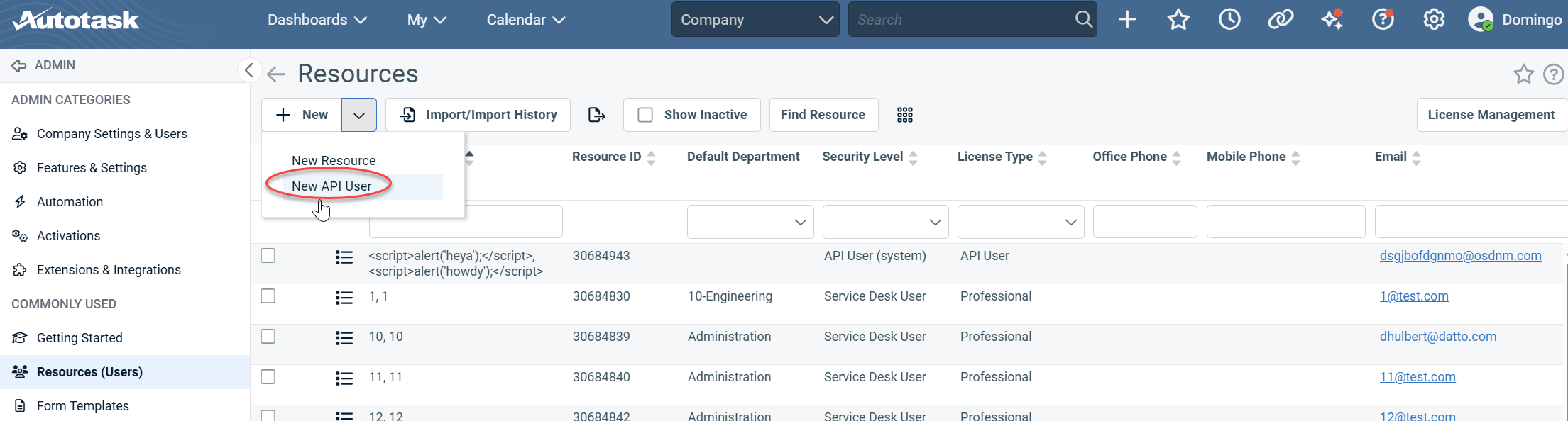 Creating an API User in Autotask