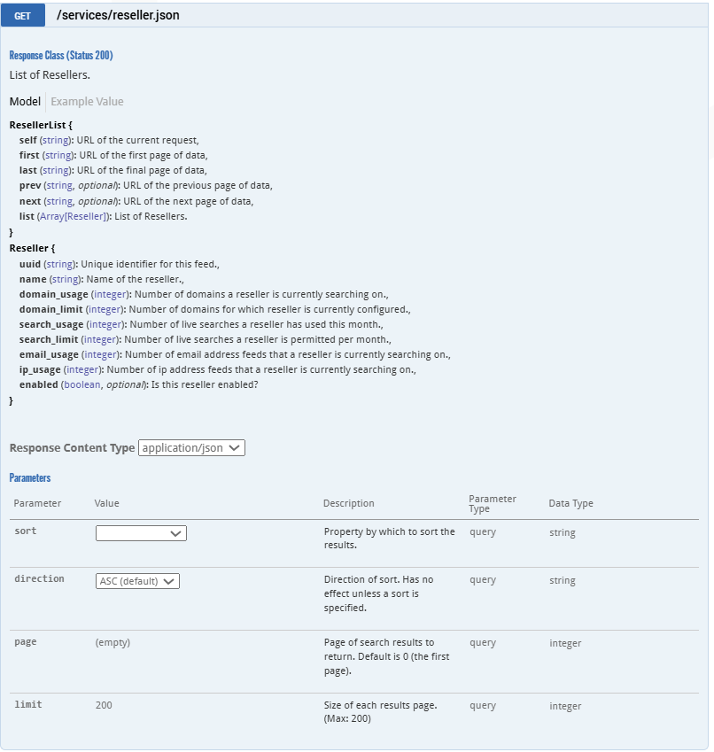 API: Reseller operations